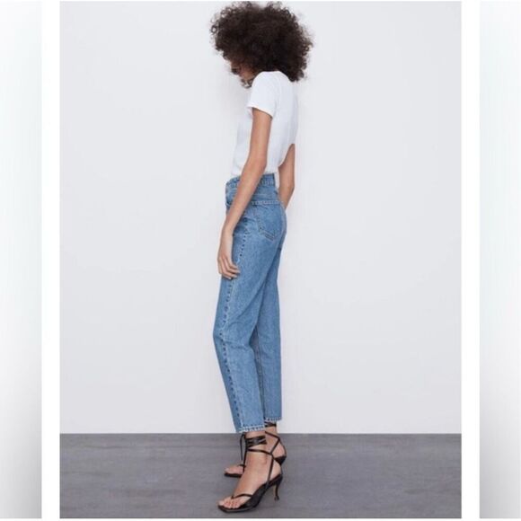 Zara Comfort Mom Fit High-Rise Ankle Length Denim Jeans Women’s 10 - Picture 3 of 12